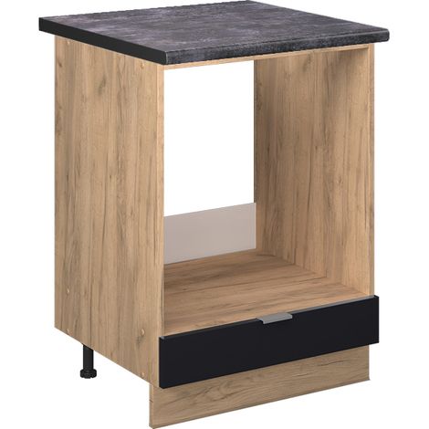 Herdumbauschrank Fame-Line, Schwarz gestreift, 60 cm , AP Anthrazit, Vicco