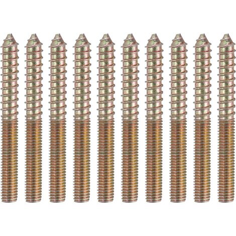 10 Pcs M8x75 Tiges Filetées À Double Tête, Vis À Bois Auto-Taraudeuses En Acier Au Carbone Pour Pieds De Meubles À Assemblage En Zinc Coloré (1/5)