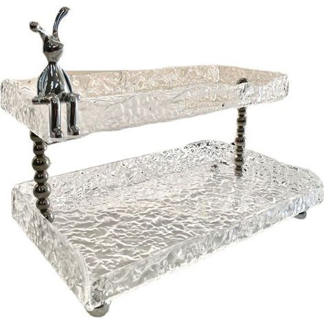 Étagère de comptoir de salle de bain 2 niveaux en acrylique vague d'eau, rangement maquillage pour lavabo et toilettes (1/5)