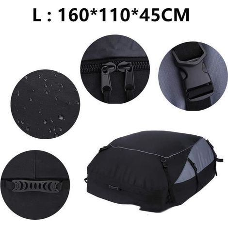 Coffre de toit de voiture, coffre de toit de voyage de grande capacité, coffre de toit pliable 600D, L: 160x110x45CM (1/4)