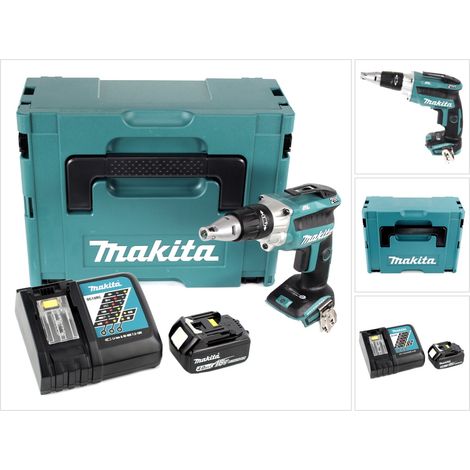 Makita DFS 250 RM1J Akku Trockenbauschrauber 18 V Brushless + 1x Akku 4,0 Ah + Ladegerät + Makpac