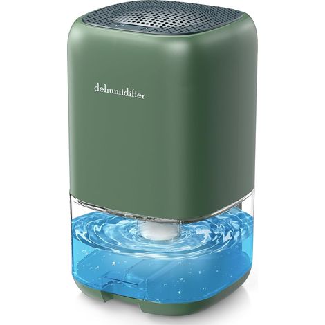Déshumidificateur d’Air 1000ML Silencieux, Déshumidificateur Électrique Économie d'énergie avec Lumière LED Colorée, Arrêt Automatique, Portable pour Salle de Bain, Chambre, Armoire,Vert (1/5)