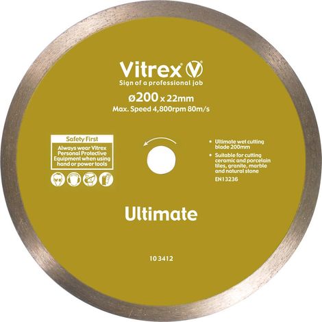Vitrex Ultimate Diamond Blade 200mm Model 103412 Continuous Rim for Tile Cutting (1/5)