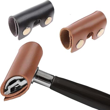 2 Pièces Housse de Rasoir de Sécurité en Cuir, Garde de Lame, Couverture de Voyage Tête de Rasoir Étui de Protection en Cuir Durable (1/5)