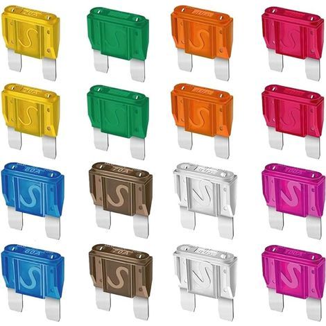 Lot de 16 fusibles à Lame Maxi APX de Rechange 20 A, 30 A, 40A, 50A, 60A, 70A, 80A, 100A pour Voitures, Camions, Camping-Cars Bateaux Automobiles Véhicules Camping-Cars SUV (1/5)