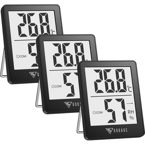 DOQAUS Mini Indoor Thermometer, 3 Pieces High Accuracy Indoor Hygrometer, ℃/℉ Switchable, for Humidity and Temperature Detection, Comfort Level Indication, Portable (1/5)