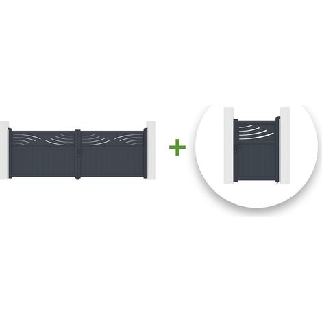 Pack puerta abatible HALTI 400 x 140 cm + Puerta HALTI 100 x 140 cm GRIS (1/5)