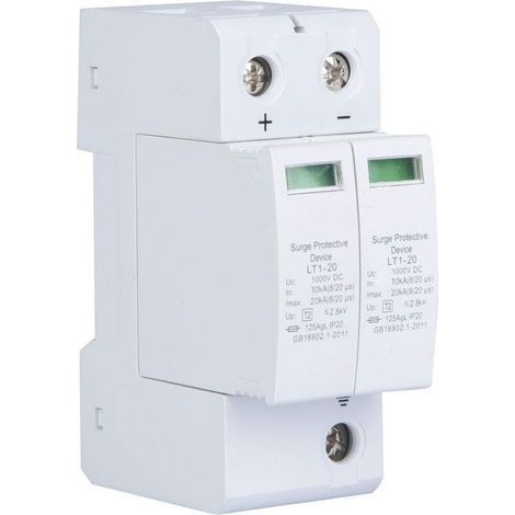 Parafoudre DC. 1000V Surge Protector Ménage Parafoudre photovoltaïque Dispositif de Protection contre les Surtensions (2P 20KA) (1/5)