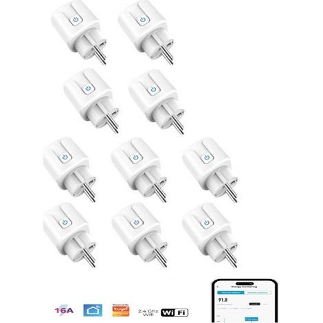 Lot de 10 prises connectées Wi-Fi compatibles Google Home et Alexa, avec minuterie et suivi de consommation via application (1/2)