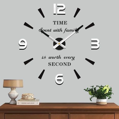 Pendule Murale 3D Géante au Design Moderne Horloge Murale pour La Chambre Cuisine Bureau Hôtel Cadeau (1/5)