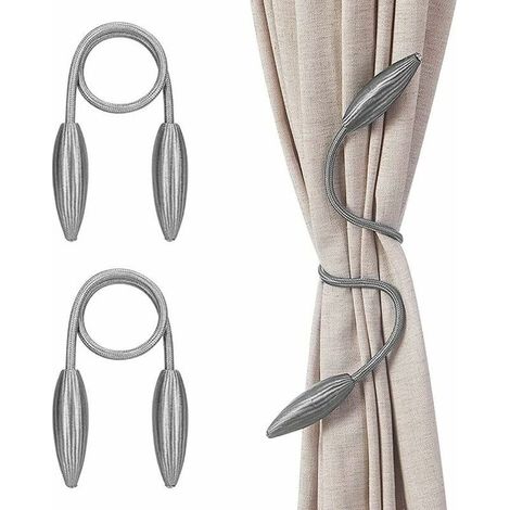 2PCS Cravate de Rideau,Noeud de Rideau créatif,Boucle de Rideau,Cravate de Rideau,Convient aux Rideaux,Rideaux de Porte,décoration de la Maison Bricolage-Gris 52cm (1/5)