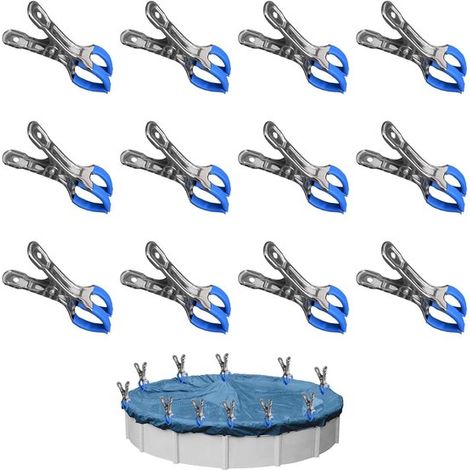 12 Metallklemmen für Poolabdeckungen, Befestigungsklemmen mit Schutzfolie, Klemmen für Aufstellpools, Klemmen mit hoher Klemmkraft für Fotoaufnah (1/5)