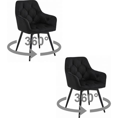 Sedia JORK360 - velluto nero / gambe nere x 2 (1/5)