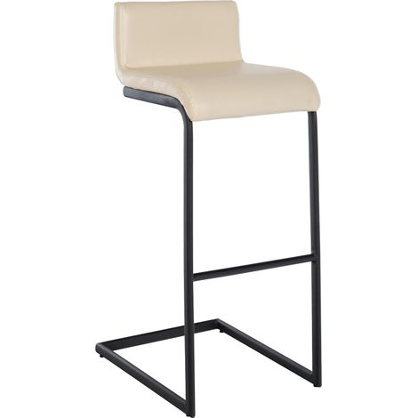 Sgabello da bar x1 design minimalista seduta in PVC color crema base a U in metallo nero poggiapiedi 100006083