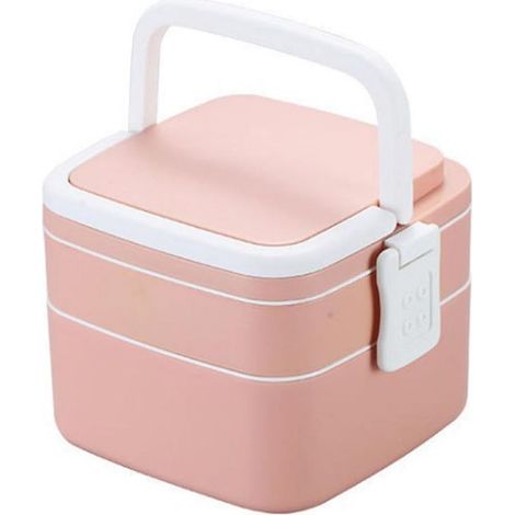 Boîte à bento portable en polypropylène rose, design simple (1/5)