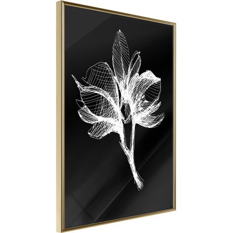 Affiche Murale Encadrée "White Plant" 21 x 30 cm Or