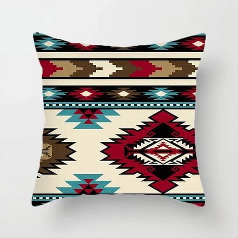 Taie D'oreiller - Coton Mélangé Lin - Style Marocain Bohème - Pour Canapé Chambre Bureau Extérieur - 40x40 cm (1/5)