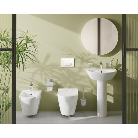 Vitra Set Integra WC sans bride + Abattant avec frein de chute en Duroplast + bidet suspendu et trop-plein, 35,5x54 cm, blanc