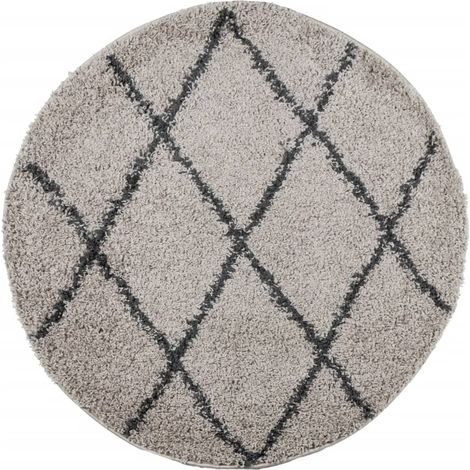 vidaXL Tappeto Shaggy PAMPLONA a Pelo Lungo Beige e Antracite Ø 100 cm (1/5)