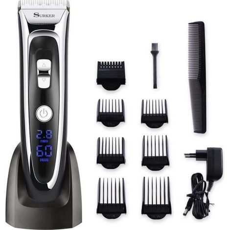 Tondeuse Cheveux Professionnelle MOONMINI - Sans Fil Rechargeable - Ecran LCD - 7 Peignes de Guidage Inclus