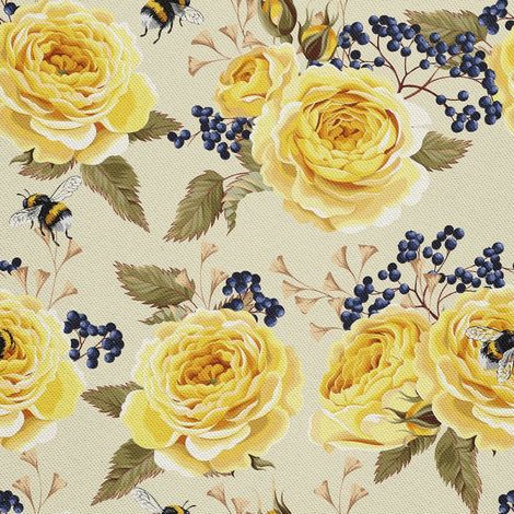 Tela decorativa para exteriores Oxford - motivo de rosas amarillas I DX447 (1/5)