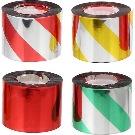Paquete de 4 rollos: 80 m de largo x 4,8 cm de ancho - Cinta reflectante repelente de aves - Jardines y huertos - Cinta adhesiva: Previene eficazmente - 80 m (1/2)
