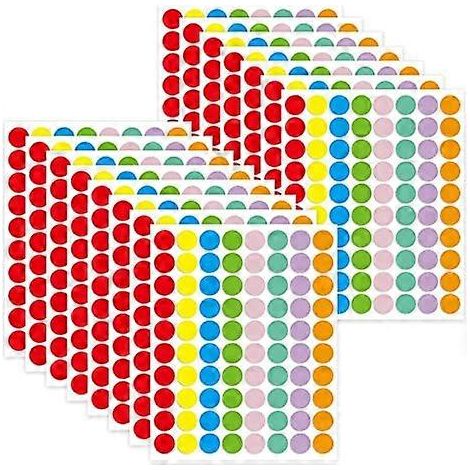 Étiquettes autocollantes rondes à codage couleur, 8 couleurs vives, pour bureau, école, déménagement, marché, amovibles, 20 feuilles (1/5)