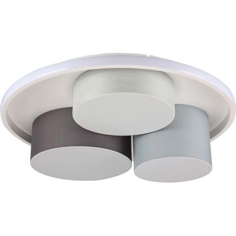 Deckenleuchte Deckenlampe Flurleuchte dimmbar 3 flammig Stoff grau LED D 49 cm