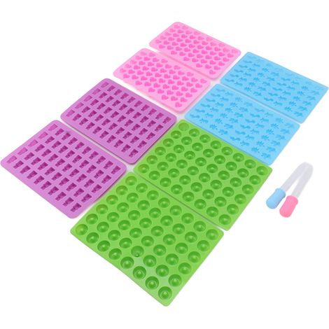 10 moules à bonbons en silicone en forme de mini dinosaure, ours, cœur et donut, résistants aux hautes et basses températures, avec pipettes pour vos créations DIY (1/5)