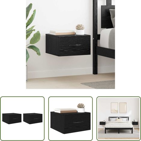 Rangement chambre - Cabinet de chevet avec tiroir 2 pcs Chêne noir 35 x 35 x 20 cm (1/5)