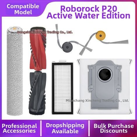Accessoires pour aspirateur robot Roborock Stone P20 Édition Aqua, brosse rotative, chiffon de nettoyage, balai latéral, filtre, sac à poussière (1/4)