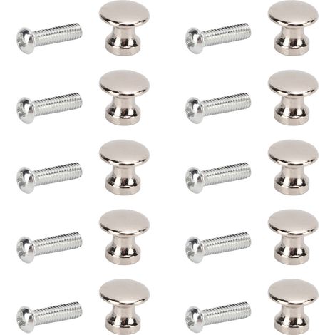 20 poignées simples 12 x 11 mm en alliage de zinc, tête ronde, pour boîtes à bijoux et tiroirs, couleur argent blanc. (1/5)