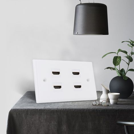 Plaque Murale HDMI 4 Ports avec Fermeture Sécurisée pour Câbles Audio-Vidéo HDTV (1/5)