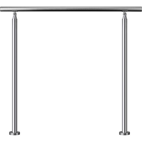 AICA Pasamanos para escaleras de 120x106 cm, barandilla de acero inoxidable, Plateado, para interior y exterior escaleras, entradas, jardines