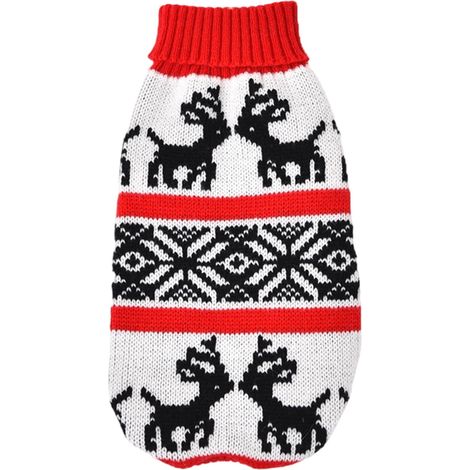 Pull Chien - Pull Noël En Tricot Pour Chiens Petits Moyens Et Grands - Col Roulé Chaud - Motif Renne Festif - Noir - 1 Pièce (1/5)