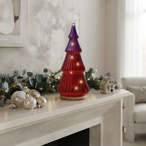 Albero decorativo colorato a Led per decorazione natalizie, da 25 cm -Rosa (1/5)