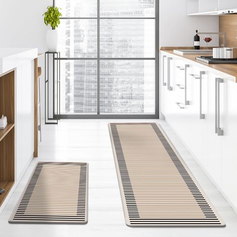 Kitchen anti-slip mat, stain-resistant and oil-proof mat, entryway mat, simple PU leather surface, thickened floor mat - 6 - 44x75x1cm