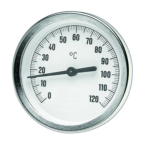 Watts Bimetall-Zeigerthermometer axial 0-120 GradC OR d= 63mm, Tauchhülse 75mm