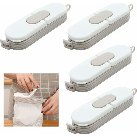 royaluxe - Double Tête Fermeture Alimentaire Sachet - D'étanchéIté Clip Pince avec Couvercle Clips de Rangement pour Aliments la Conservation Hermétique des Snacks Céréales Café épices Noix, 4 Pièces, (1/5)