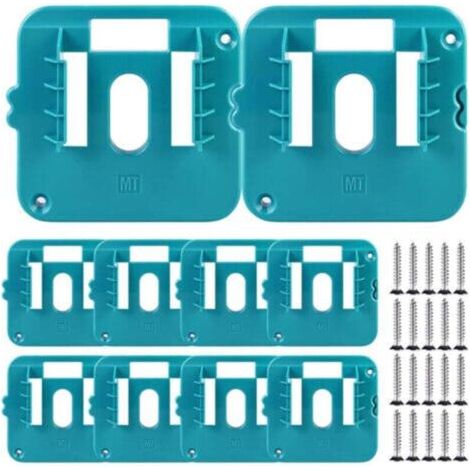 10Pc Support de batterie pour support de batterie Makita 14,4-18 V Support de batterie Makita Support mural pour BL1860 BL1850 BL1840 BL1830 (avec 20 vis, sans batterie)