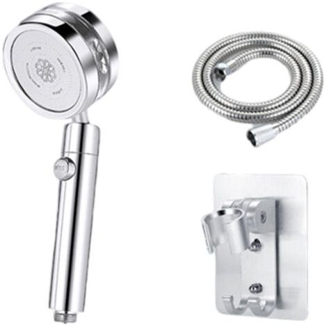 Pair Pommeau de douche turbocompressé, bouton de douche haute pression avec interrupteur et1.5Tuyau de riz (1/5)