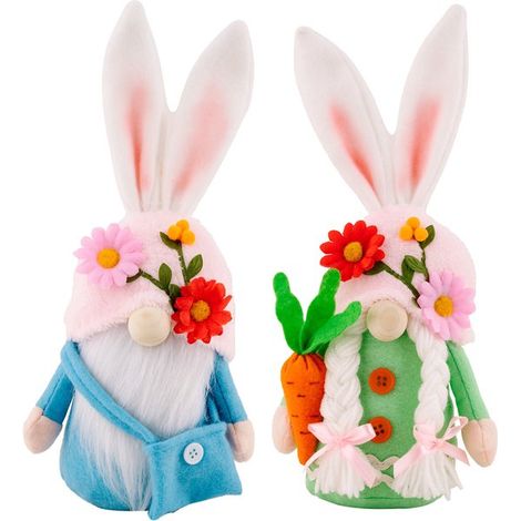 Decorazione pasquale con coniglietto senza volto - Set di 2, gnomo di peluche, decorazione da tavolo (1/5)