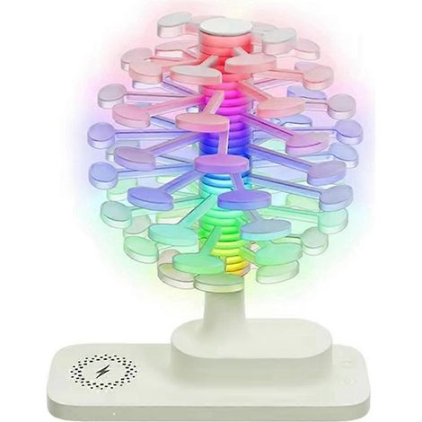 Lampe de table 3 en 1 RGB en spirale, veilleuse à intensité variable avec chargeur sans fil pour téléphone et montre, commande tactile, alimentation USB (1/5)