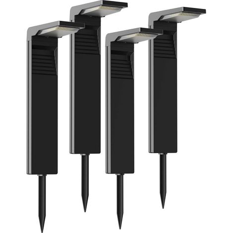 Lampe Solaire Exterieur [4 pcs] 32 LED Spot Solaire Extérieur Etanche IP65, Projecteur Solaire avec 2 modes de température de couleur pour Jardin, Cour, Allée Chemin [Classe énergétique E] (1/5)