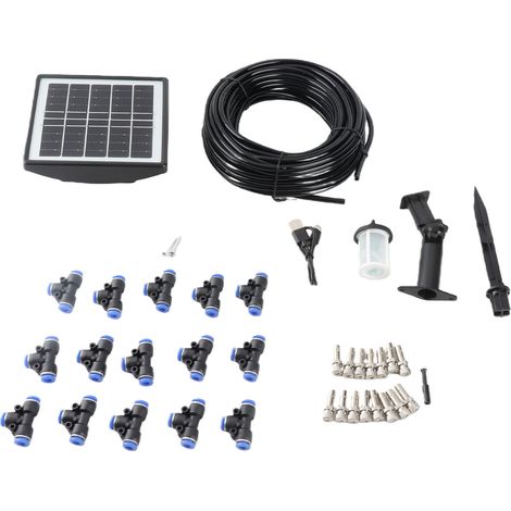 Ortviai Système d'arrosage solaire automatique avec minuterie IP67 – Kit complet pour serre, jardin et pelouse