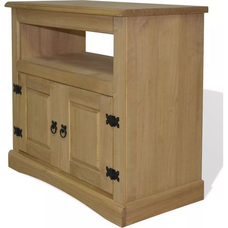 Helloshop26 – Meuble TV mexicain Corona 80 cm – Pin massif ciré – 1 armoire et 1 étagère – Charme rustique pour salon (1/5)