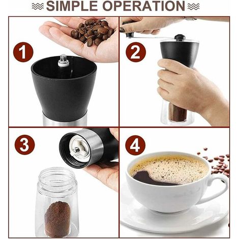 Moulin à café manuel, moulin à café portable réglable avec acier inoxydable (1/4)