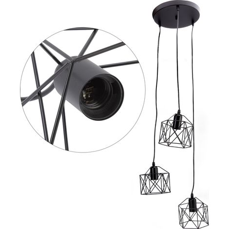 Abat-jour suspendu antique E27 à 3 têtes, style rétro unique, pour la maison et les cafés, 85-240 V (1/5)