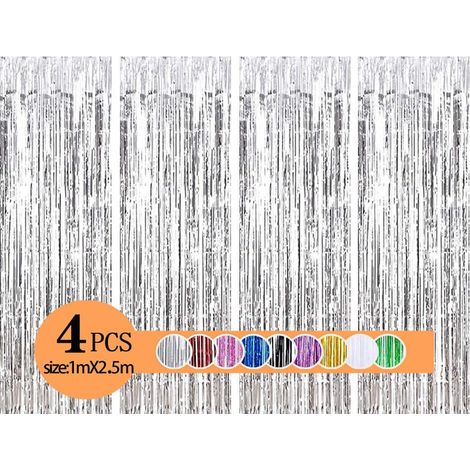 Metal Tinsel Curtains/Foil Fringe Curtain, Birthday Party/Fiestas/Wedding, DIY Booth/Christmas/Halloween, Window/Door Decorations Props(1x2.5m) (1/5)
