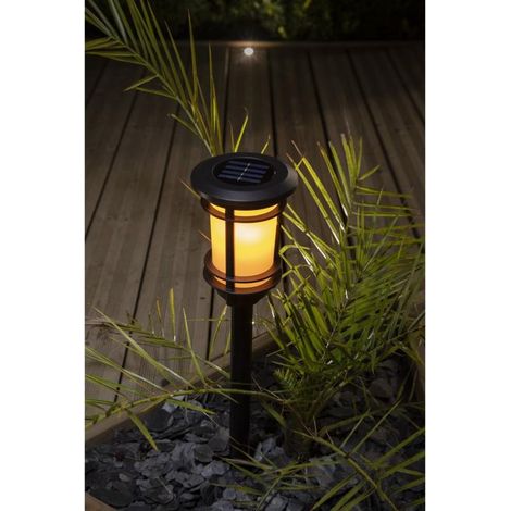 Lanterne solaire à LED vacillante 64cm, effet flamme naturelle, design moderne, ambiance chaleureuse (1/4)